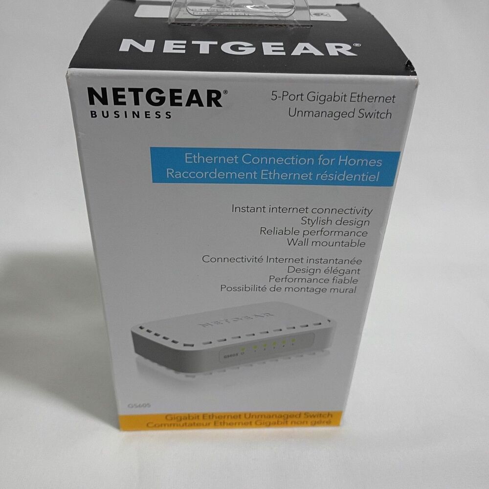 NETGEAR GS605NA 5 Port Gigabit Ethernet Switch New Sealed